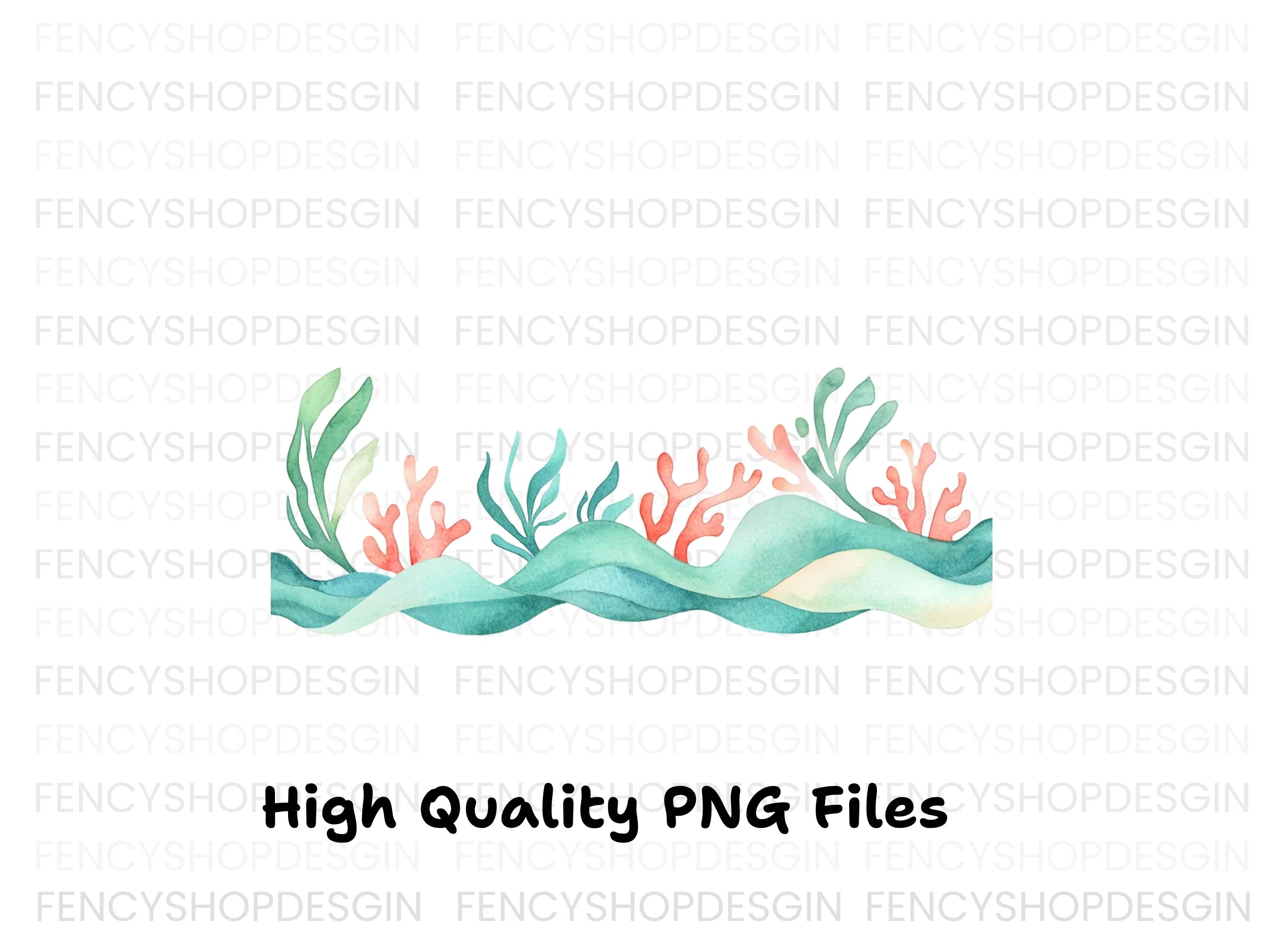 Underwater Seaweed Coral Clipart Bundle