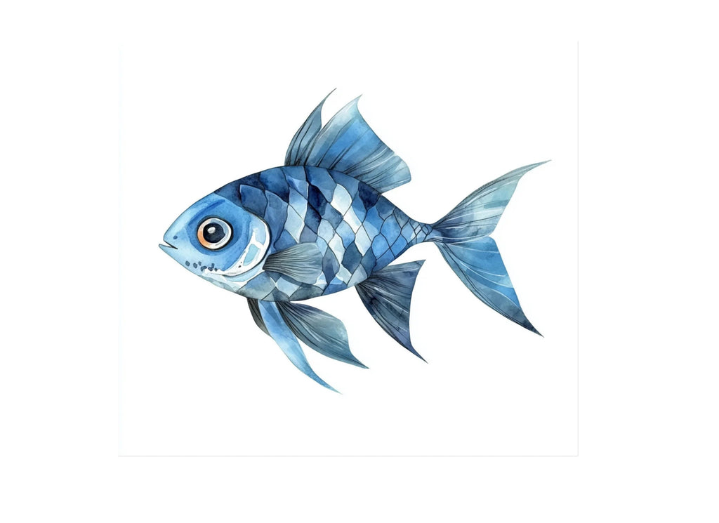 Blue Geometric Fish Clipart Bundle