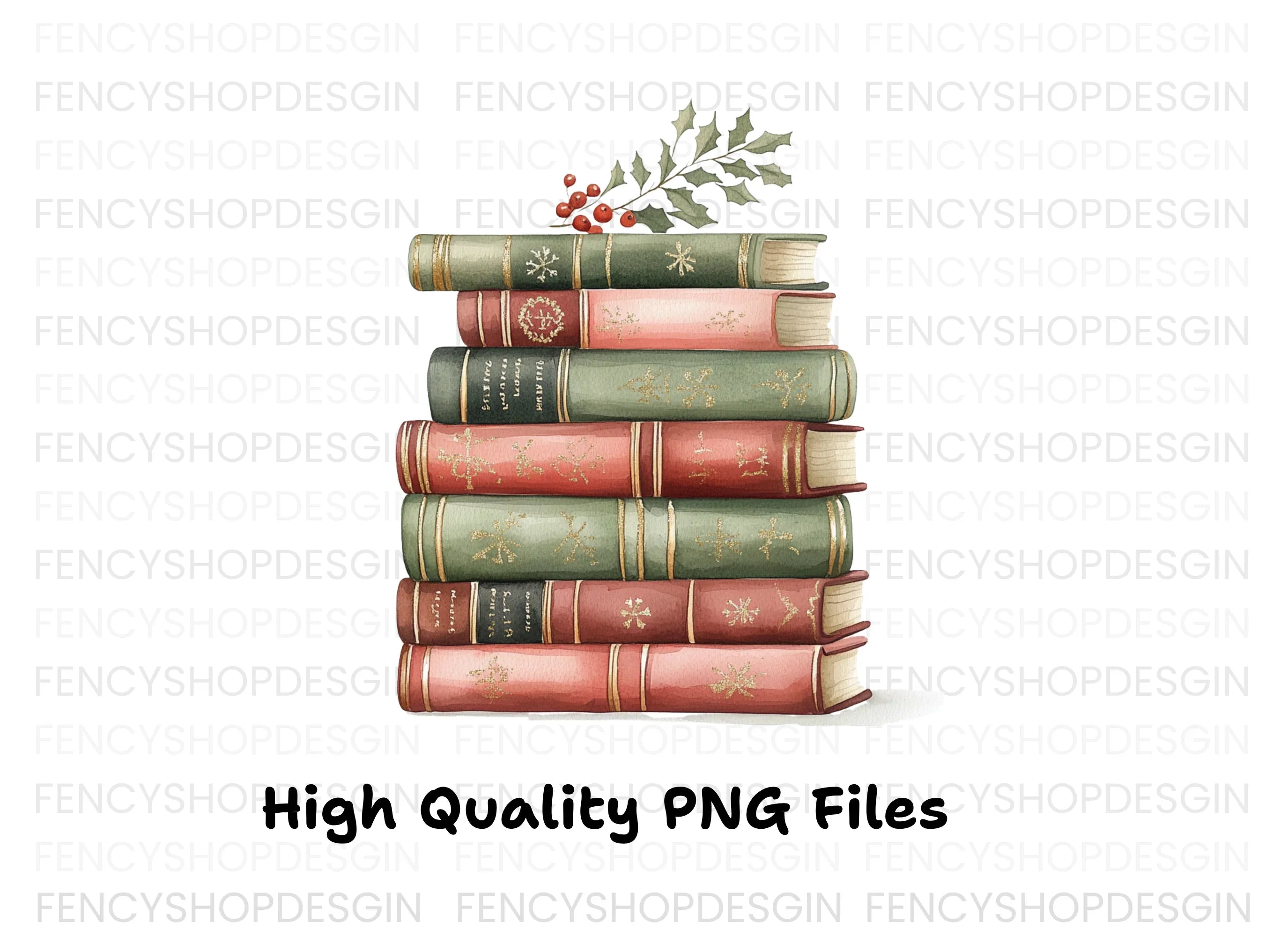 Christmas Books Stack Clipart Bundle