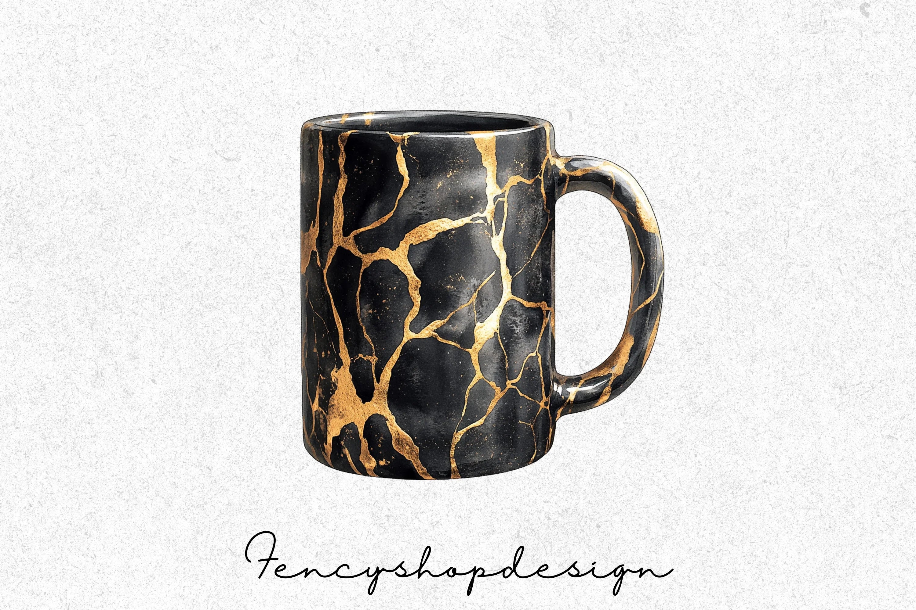 Elegant Black Gold Kintsugi Clipart Bundle