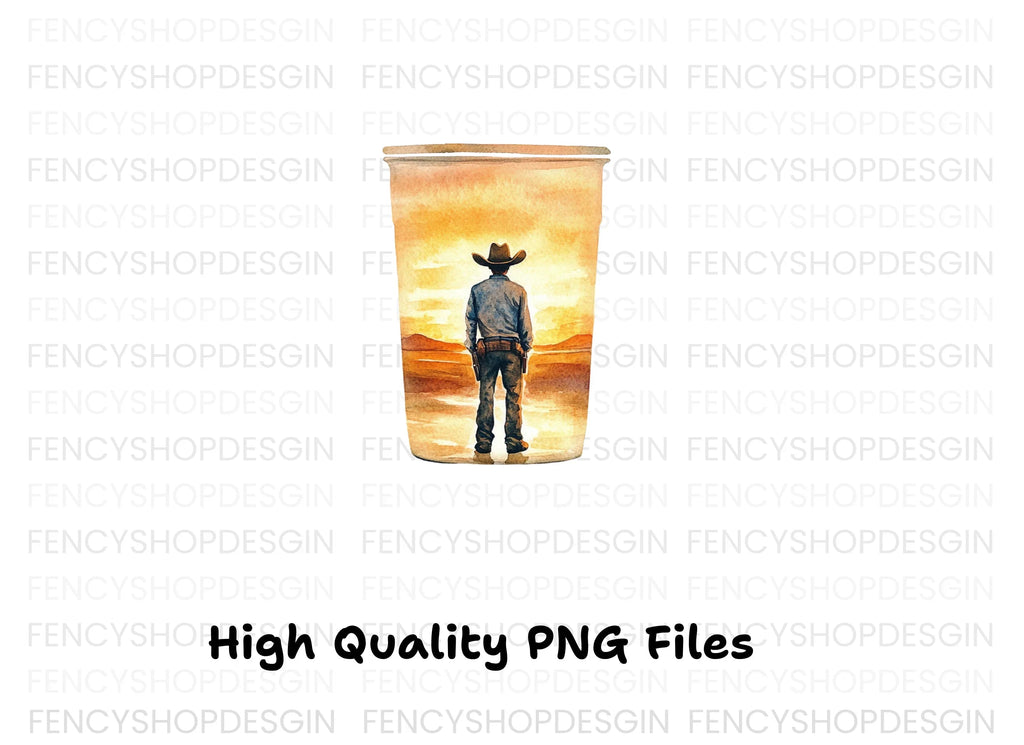 Lone Cowboy Sunset Tumbler Clipart Bundle