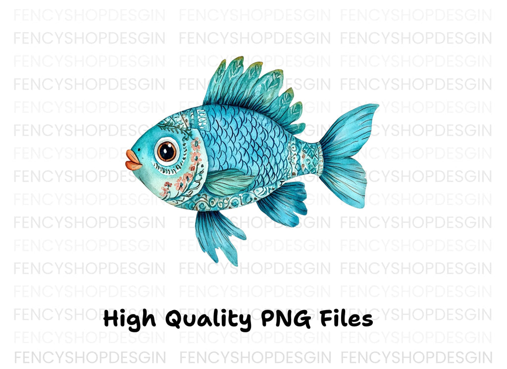 Blue Fish Clipart Bundle