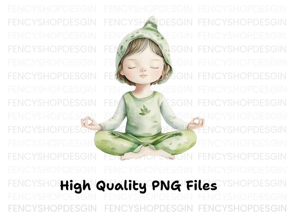 Cute Meditating Child Clipart Bundle