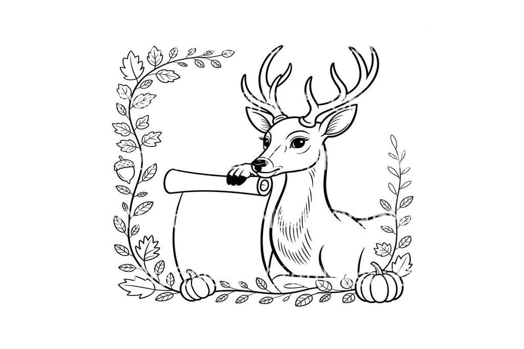 Autumn Deer and Scroll Coloring Books
