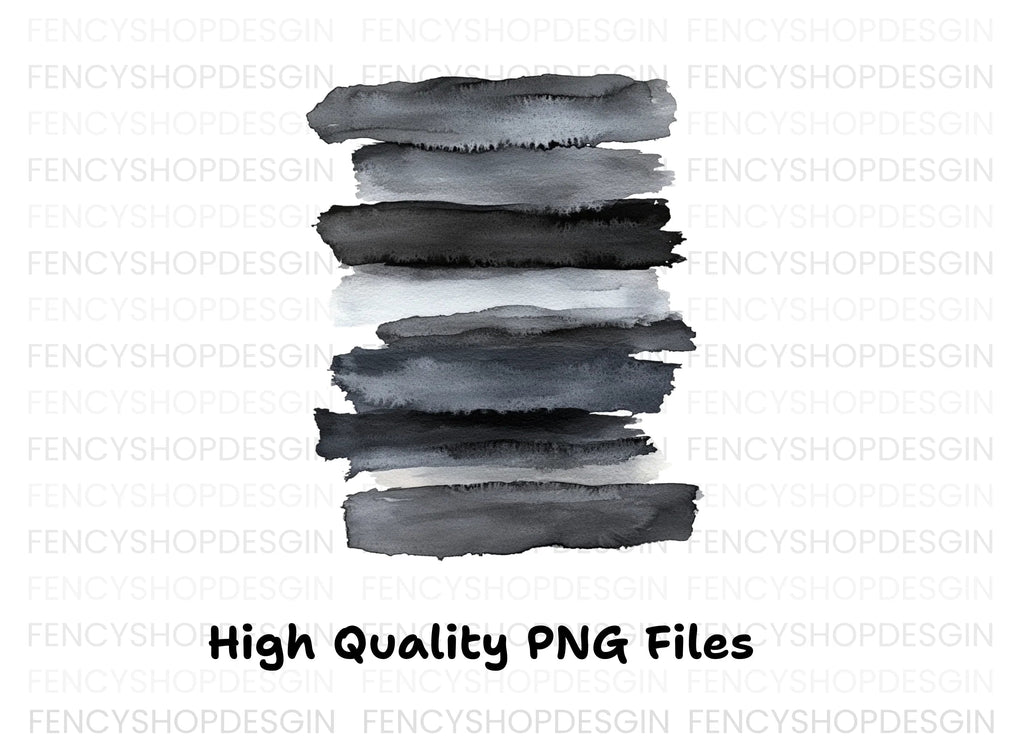 Monochrome Brush Strokes Clipart Bundle