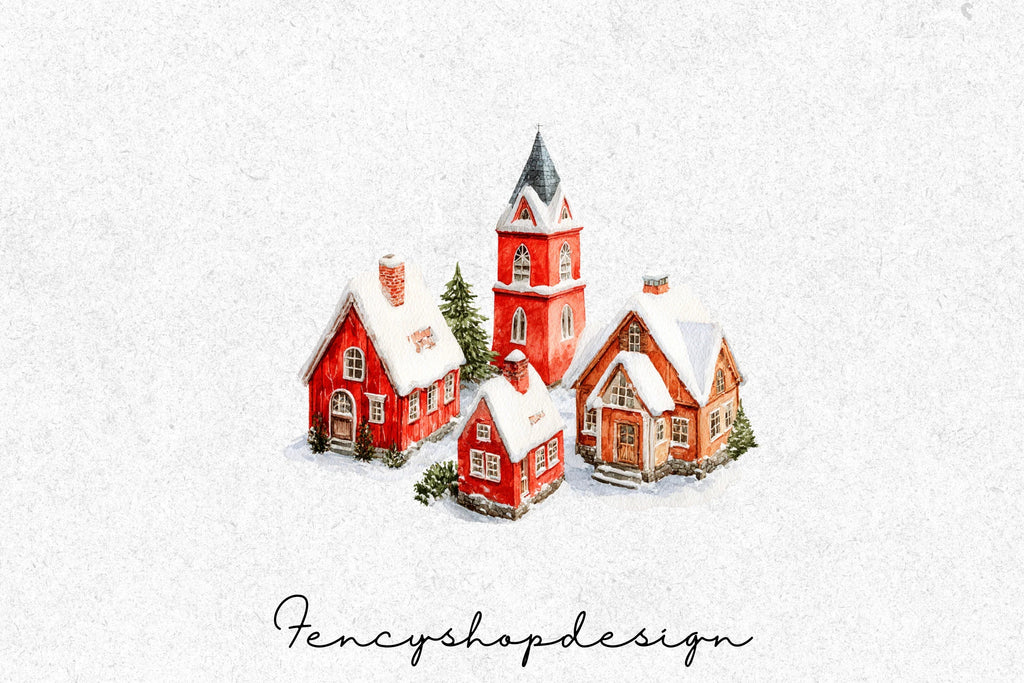 Winter Village Clipart Bundle
