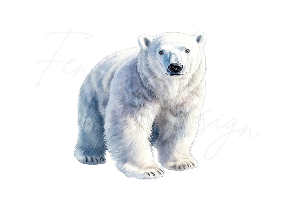 Realistic Standing Polar Bear Clipart Bundle