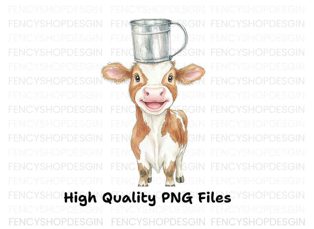 Happy Calves with Milk Pails Clipart Bundle