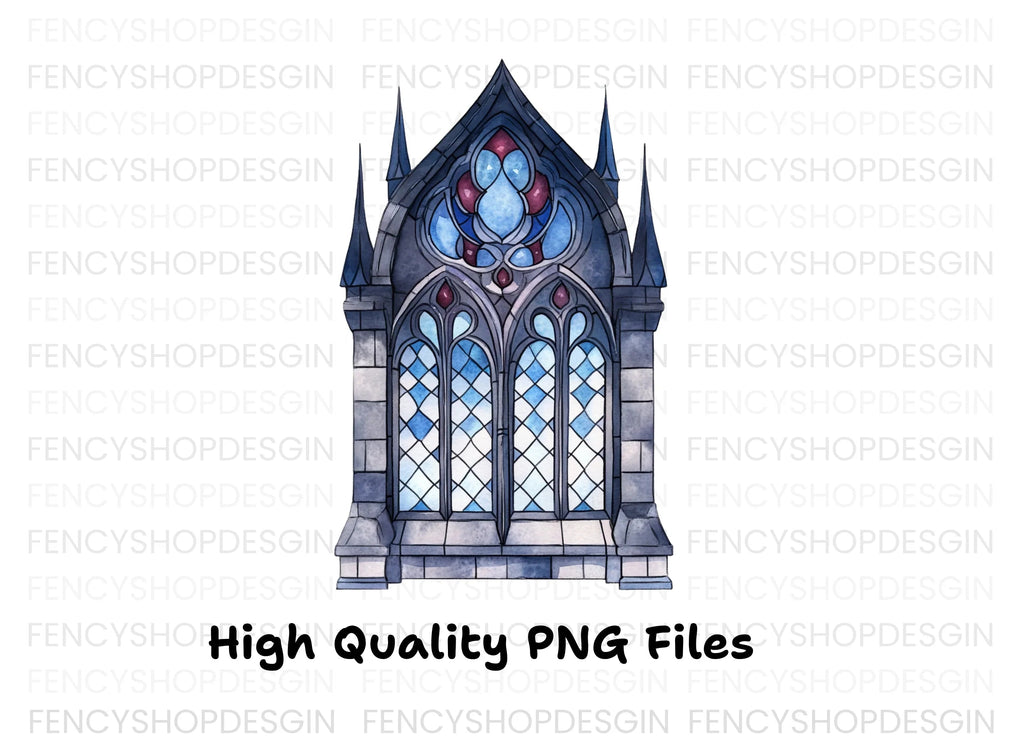 Gothic Stained Glass Window Clipart Bundle