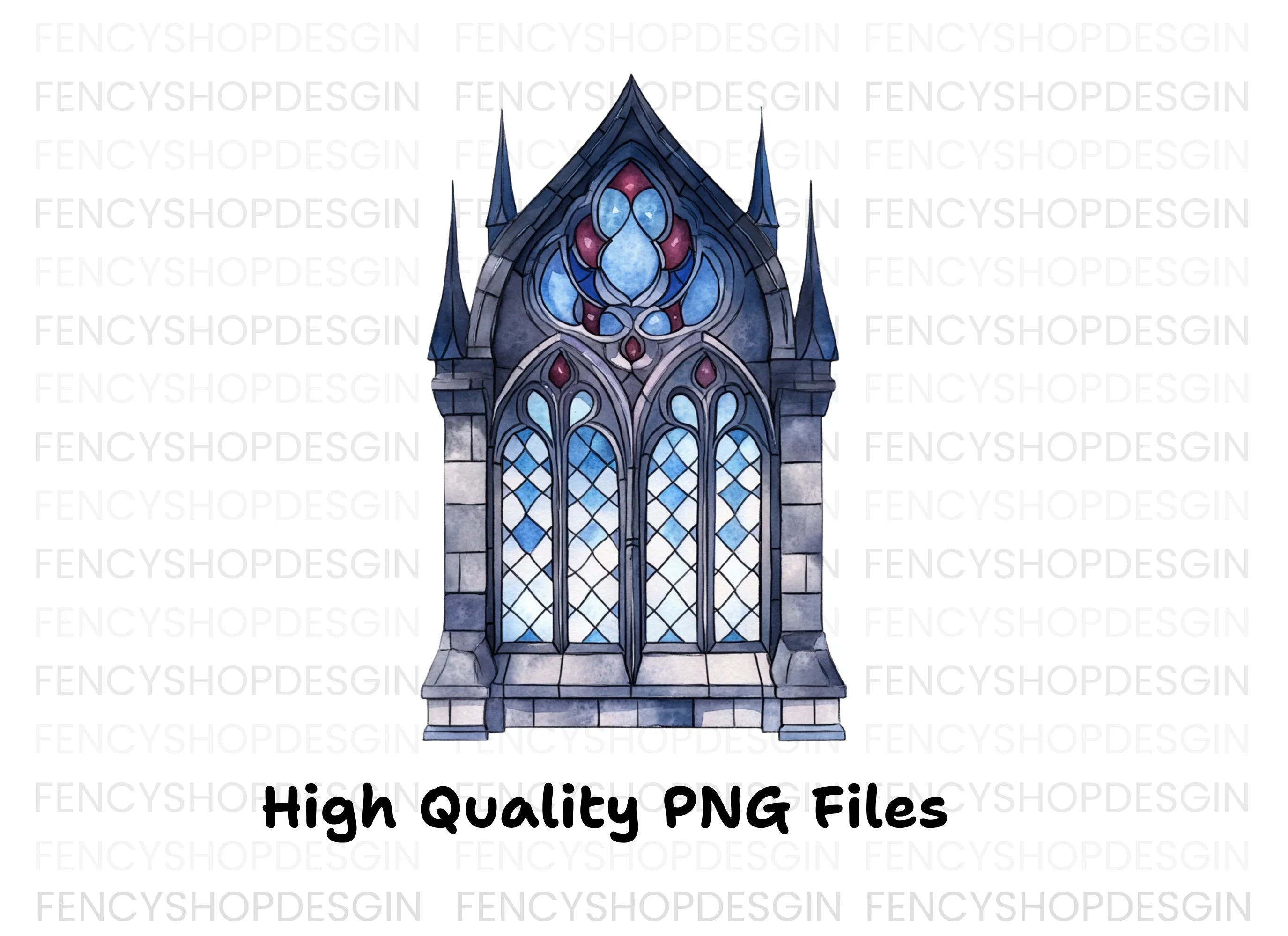 Gothic Stained Glass Window Clipart Bundle