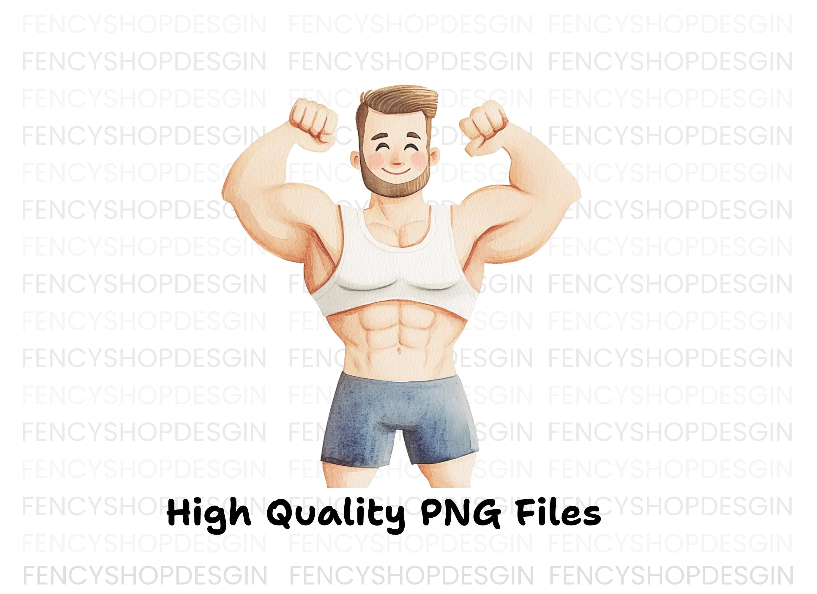 Strong Man Flexing Muscles Clipart Bundle