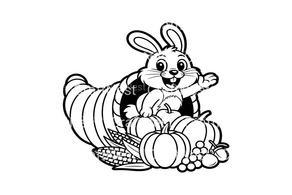 Thanksgiving Bunny Cornucopia Coloring Books