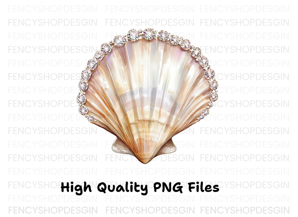 Elegant Diamond Seashell Clipart Bundle