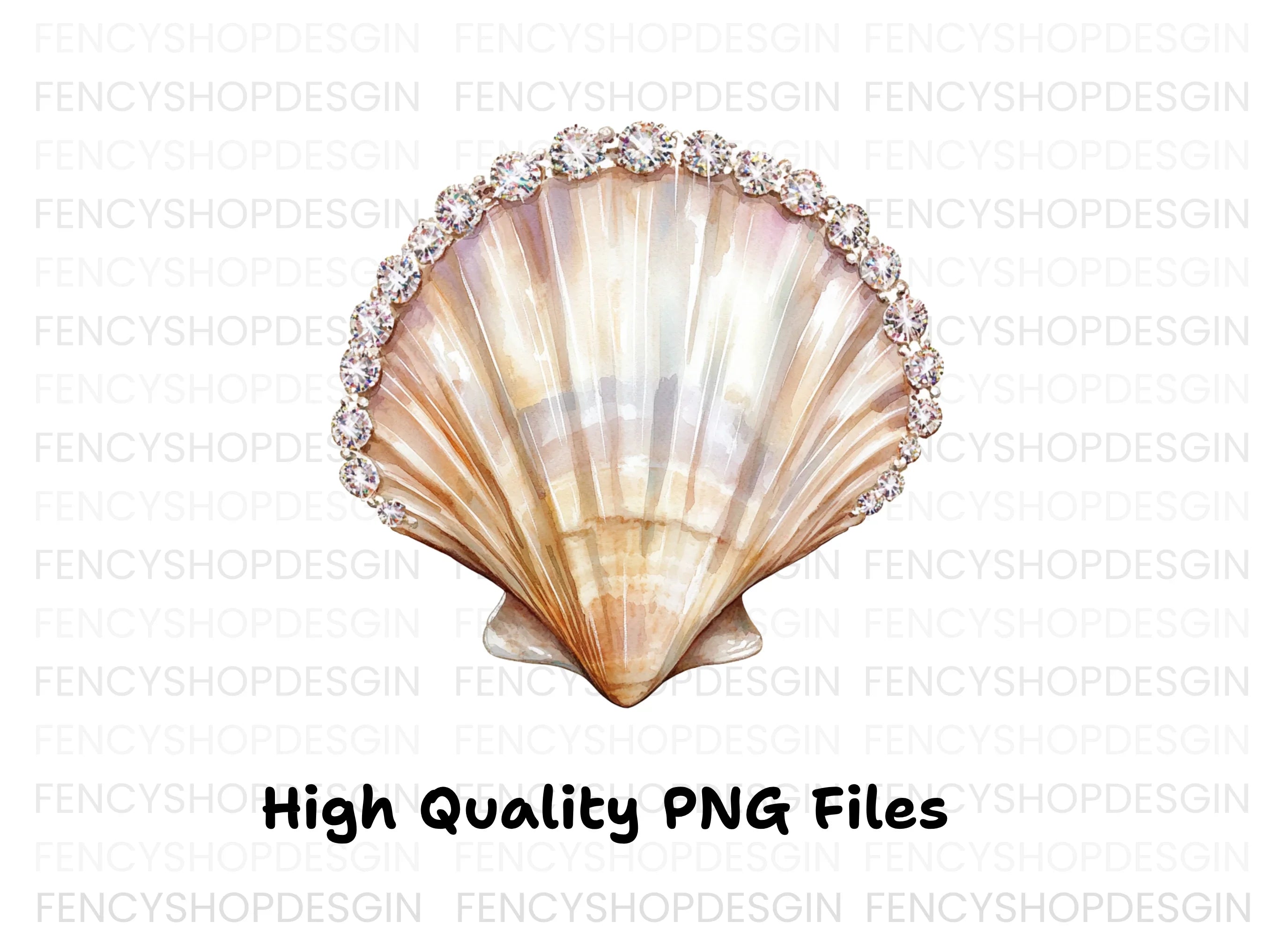 Elegant Diamond Seashell Clipart Bundle