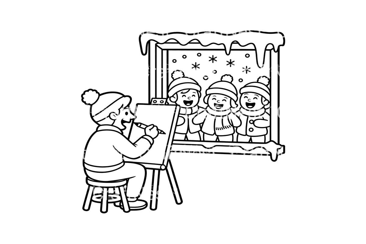 Christmas Carolers Winter Scene Coloring Books