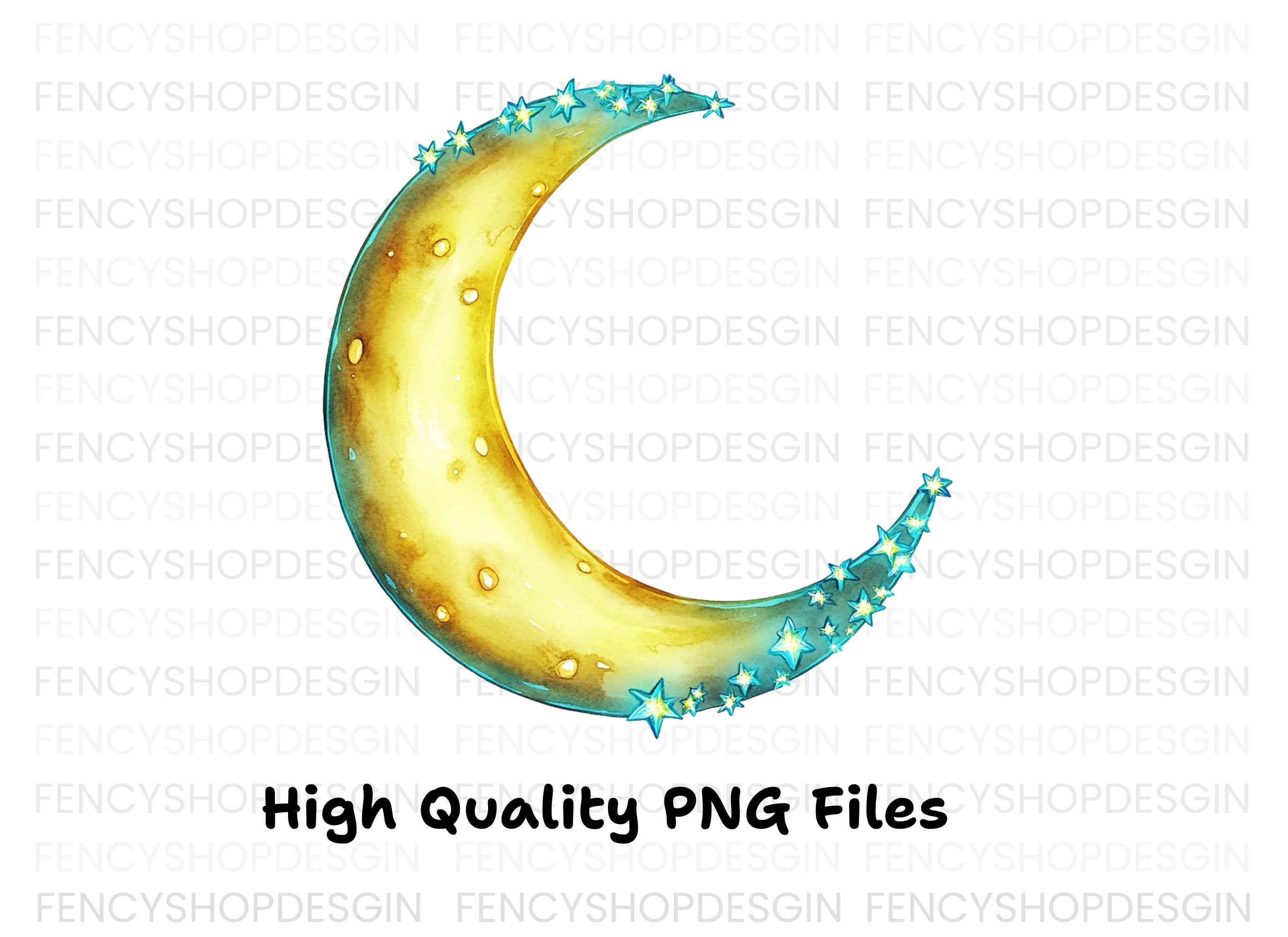 Sparkling Crescent Moon Clipart Bundle