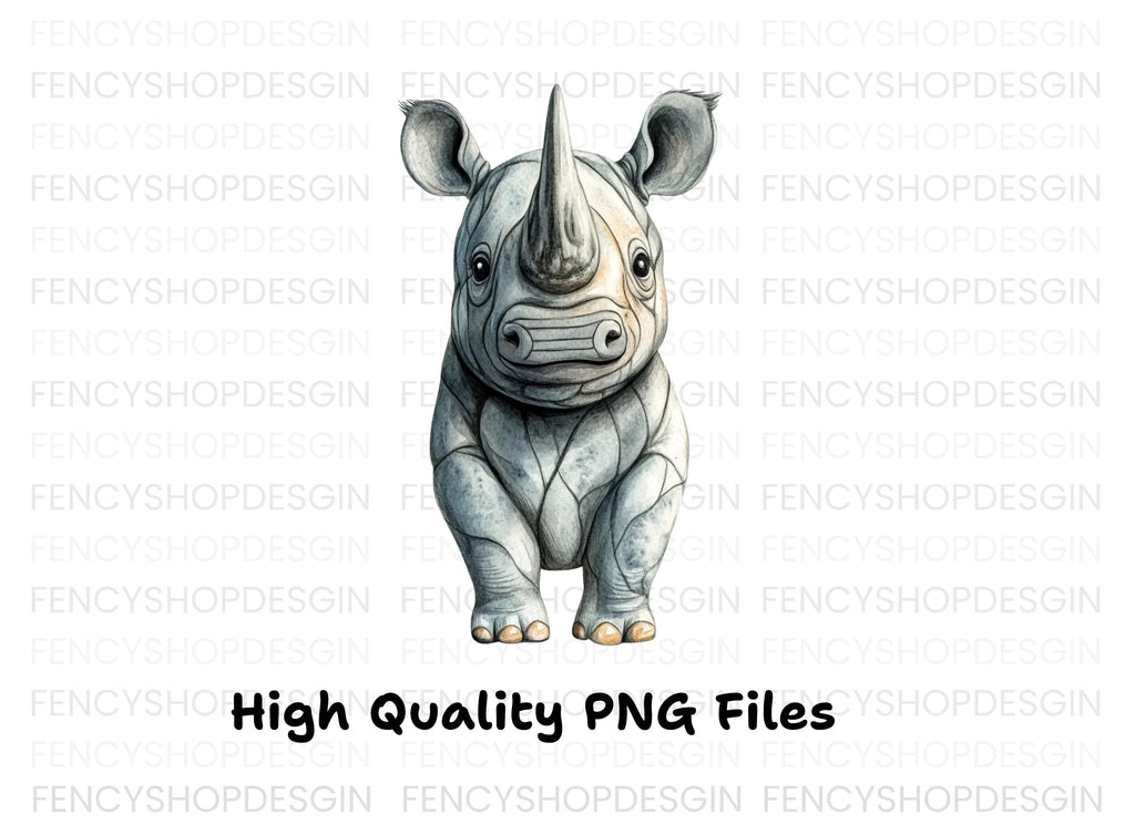 Cute Baby Rhino Clipart Bundle