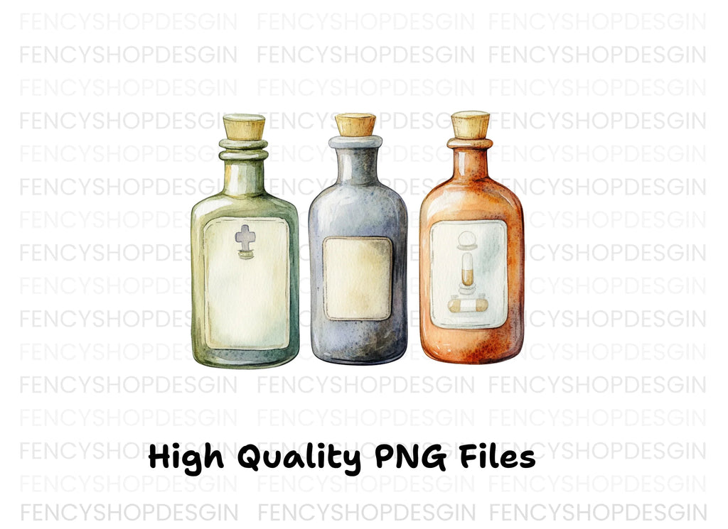 Vintage Potion Bottles Clipart Bundle