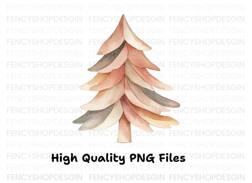 Boho Christmas Tree Clipart Bundle
