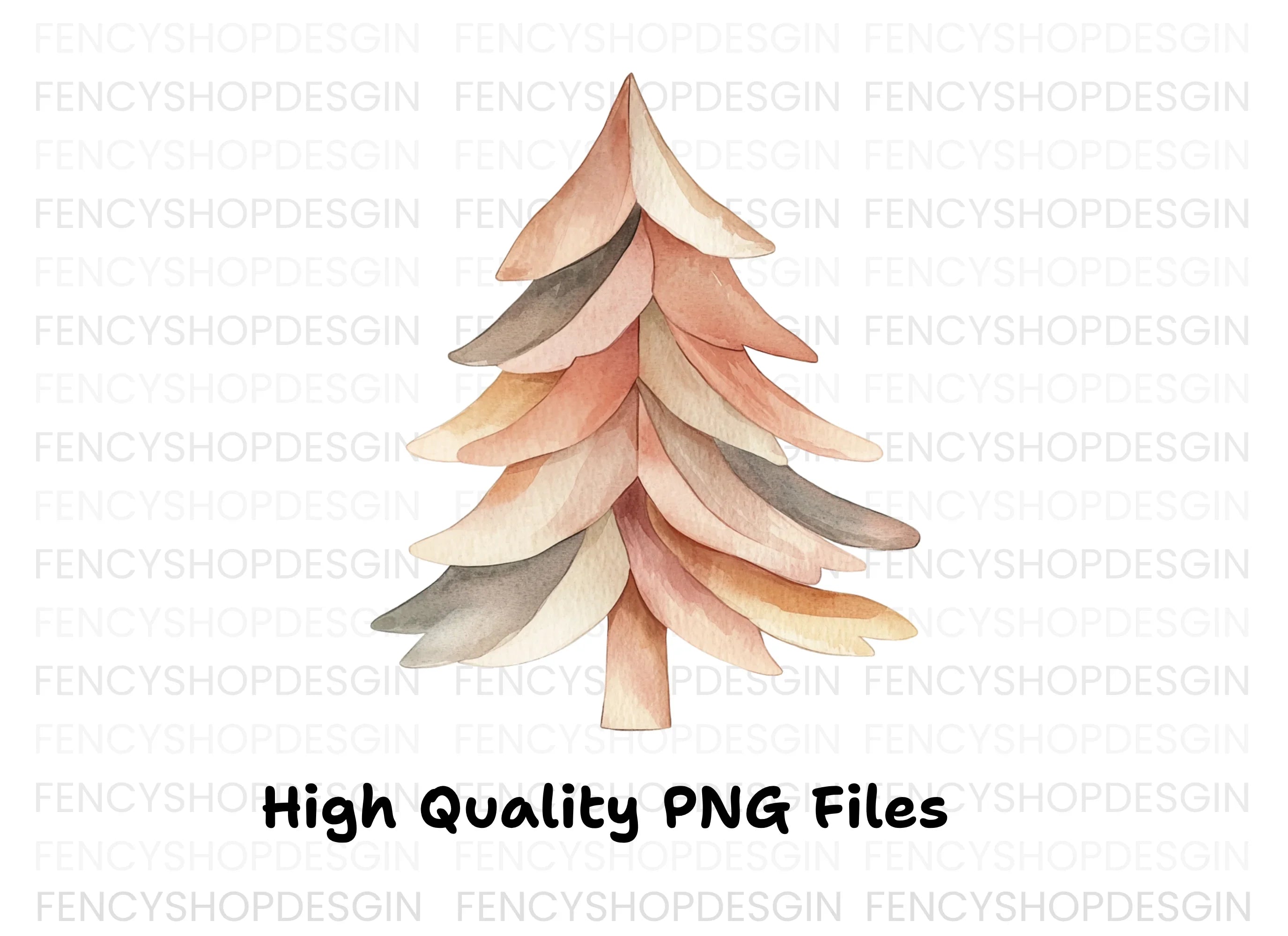 Boho Christmas Tree Clipart Bundle