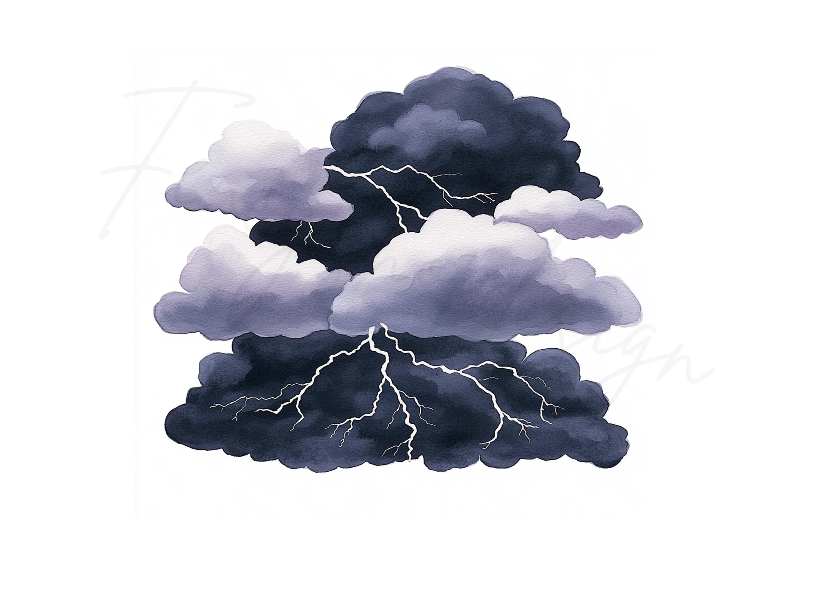 Dramatic Storm Clouds with Lightning Clipart Bundle