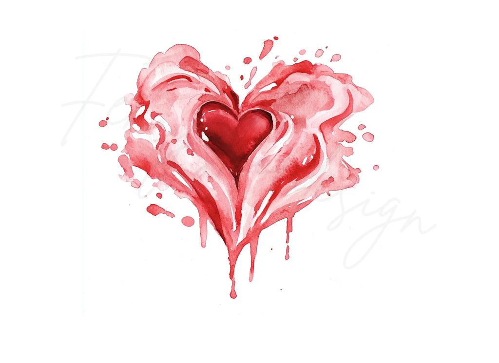 Abstract Heart Splash Clipart Bundle