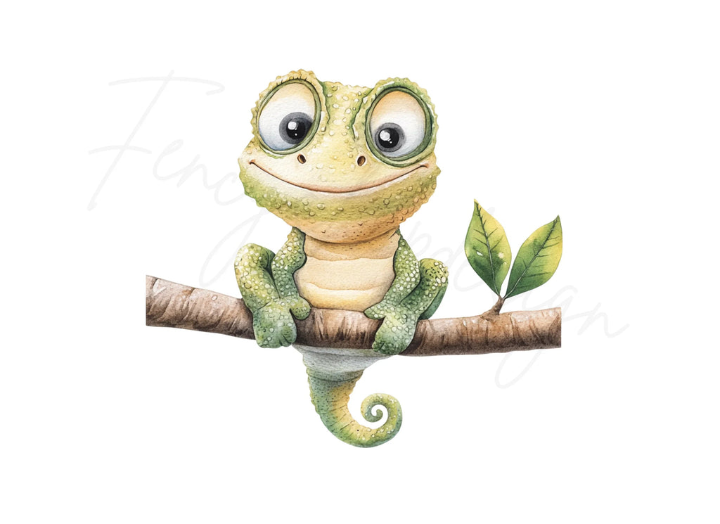 Cute Chameleon Clipart Bundle