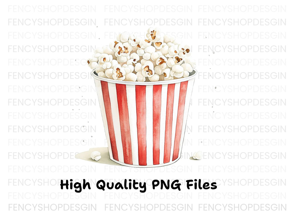 Striped Popcorn Buckets Clipart Bundle