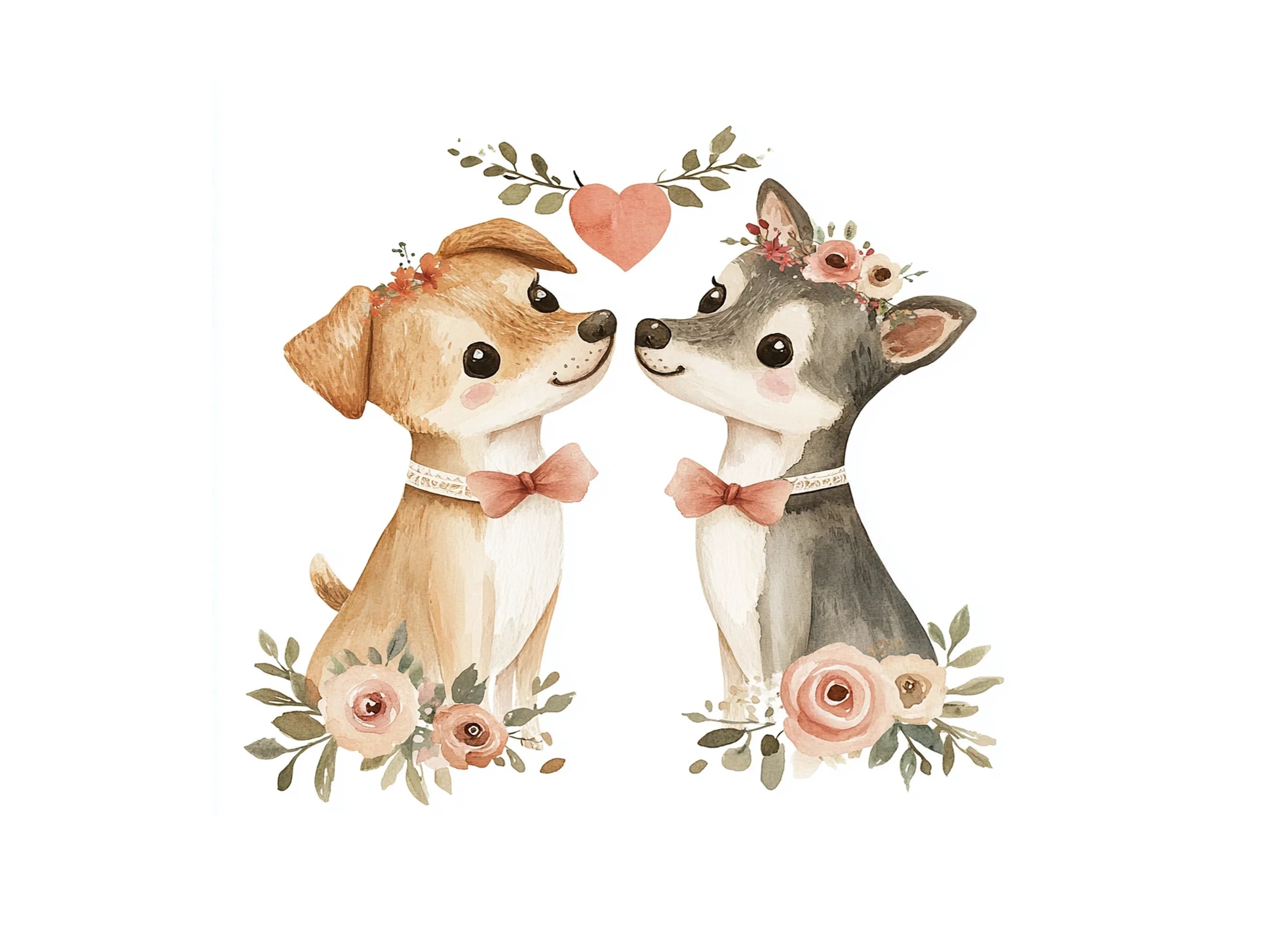 Adorable Dog Couples Clipart Bundle