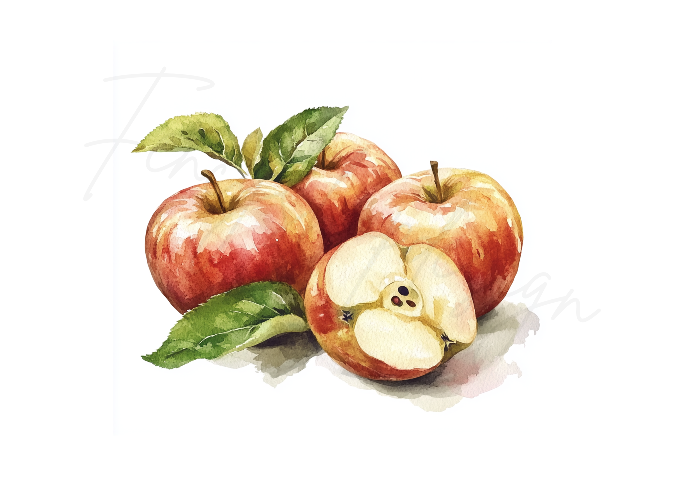 Fresh Red Apples Clipart Bundle