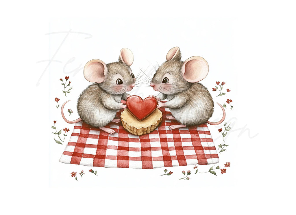 Sweet Mouse Couple Picnic Clipart Bundle
