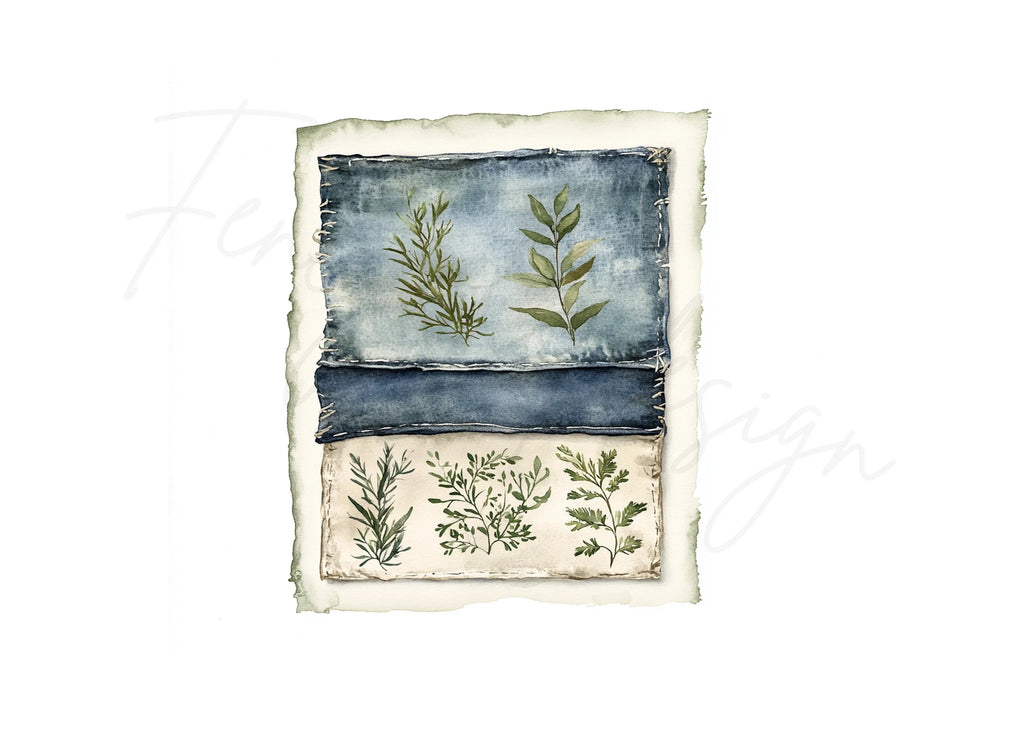 Blue Botanical Clipart Bundle