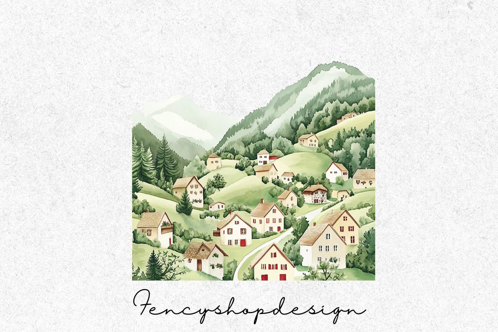 Mountain Village Clipart Bundle
