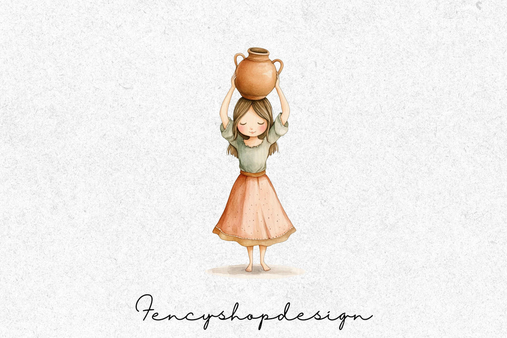 Clay Jug Woman Clipart Bundle