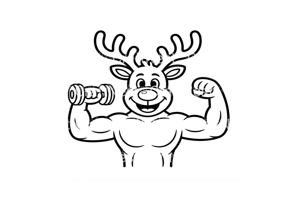 Strong Reindeer Workout Coloring Books