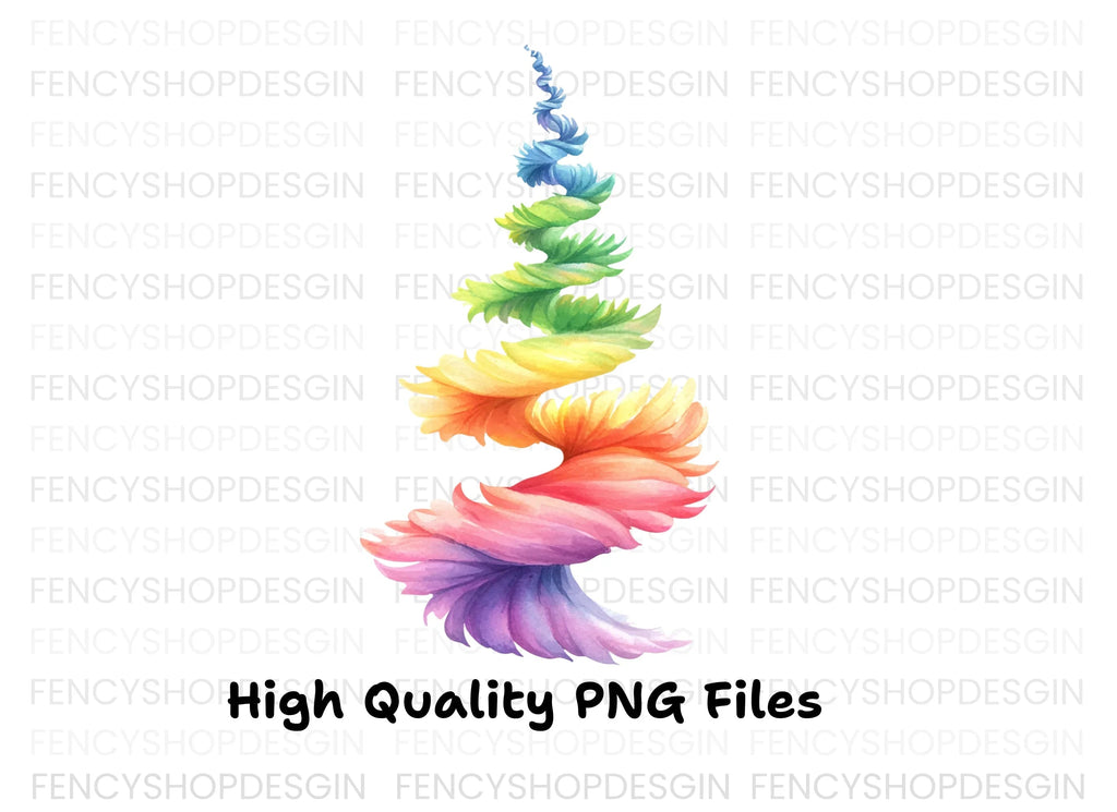 Spiral Rainbow Feather Tower Clipart Bundle