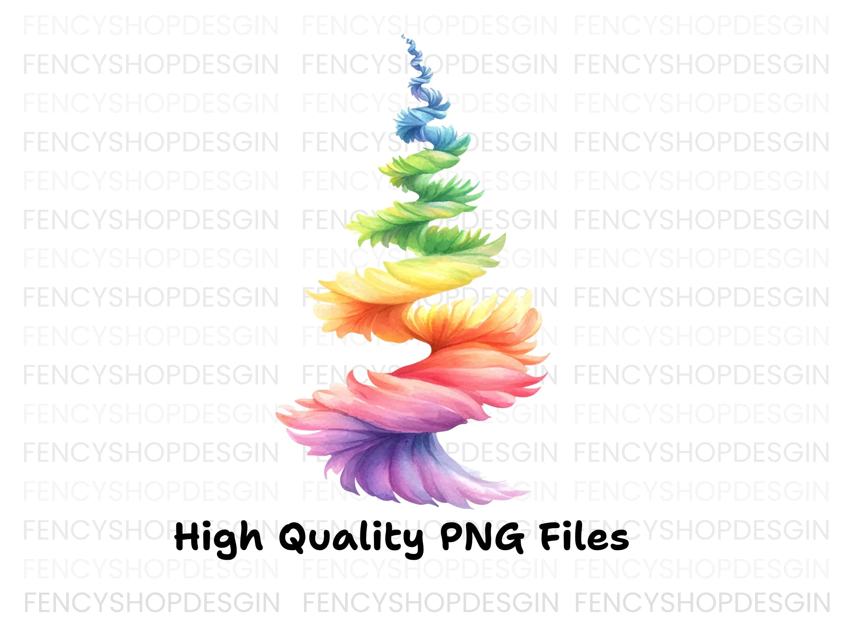 Spiral Rainbow Feather Tower Clipart Bundle