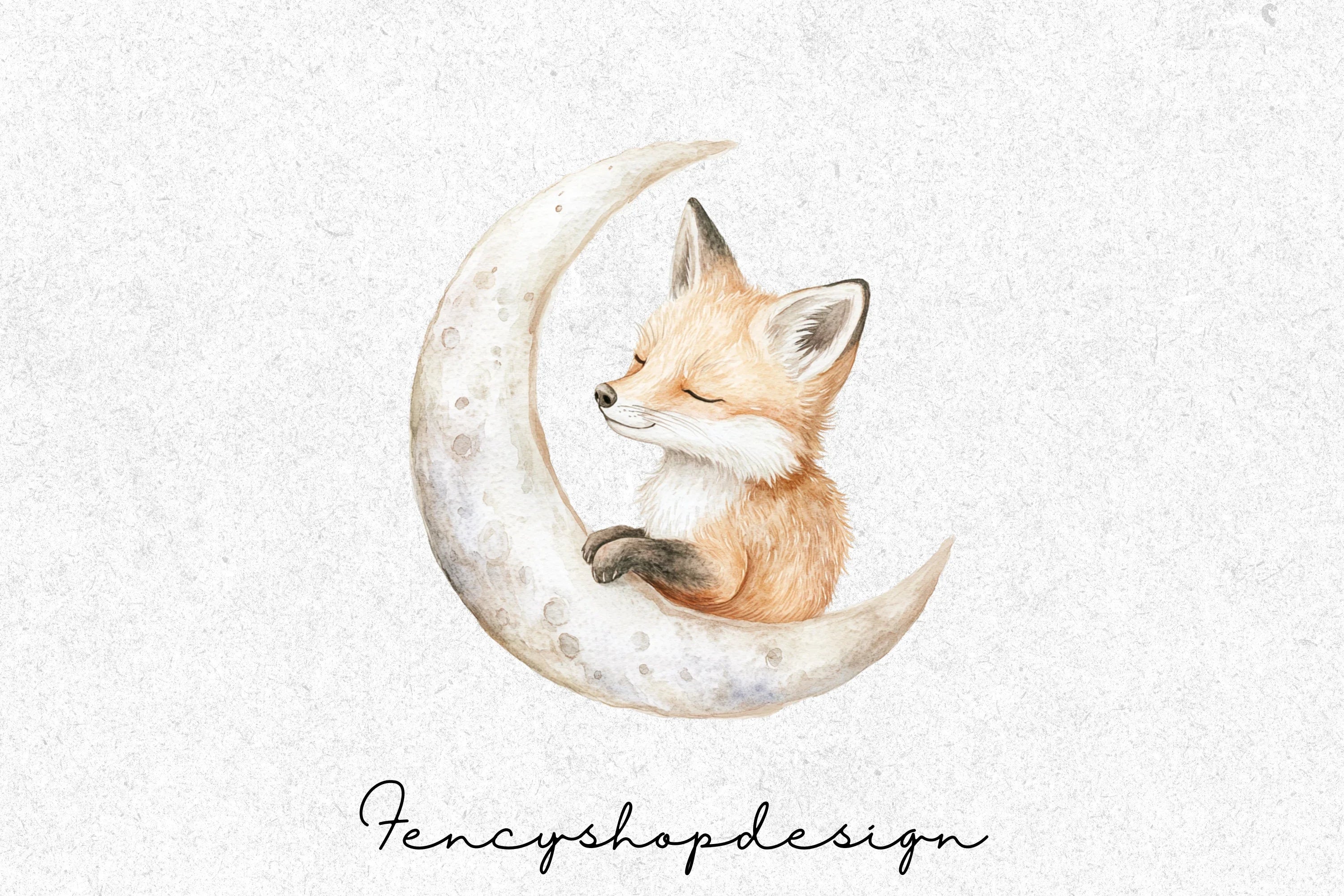 Cute Fox Moon Nursery Clipart Bundle