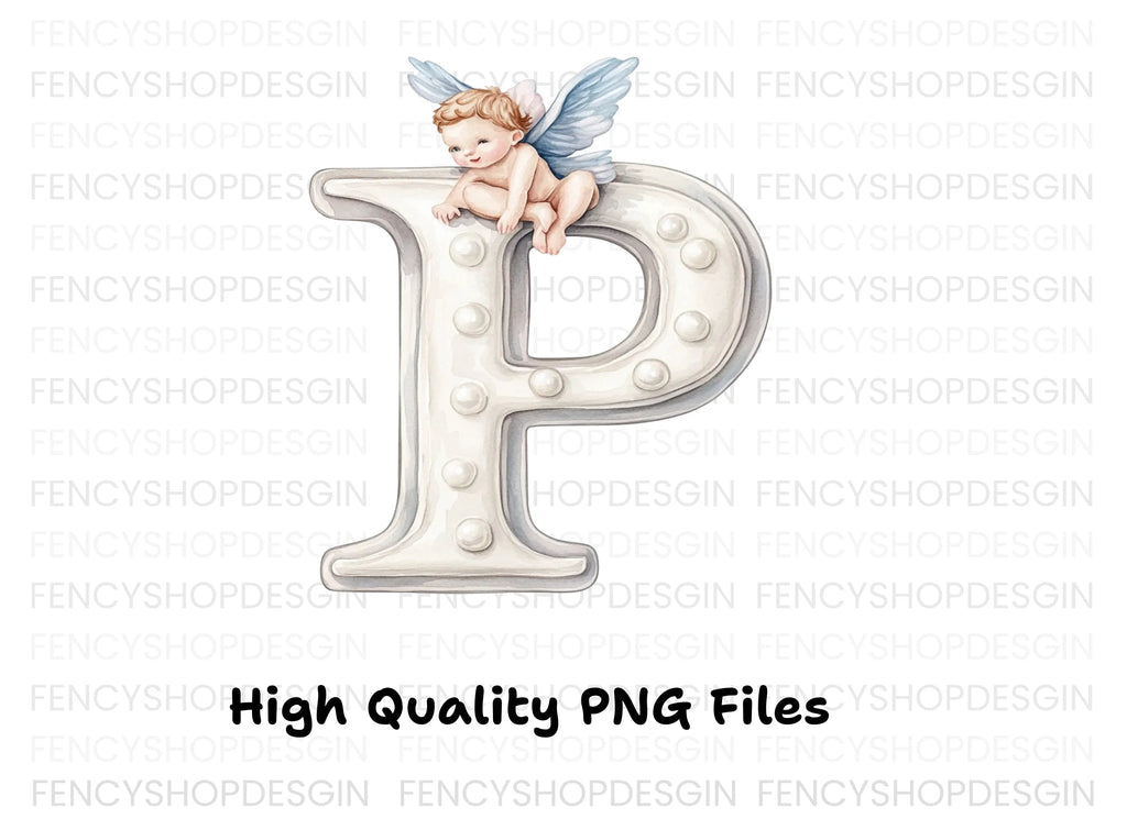 Sweet Cherub Angels Alphabet Clipart Bundle