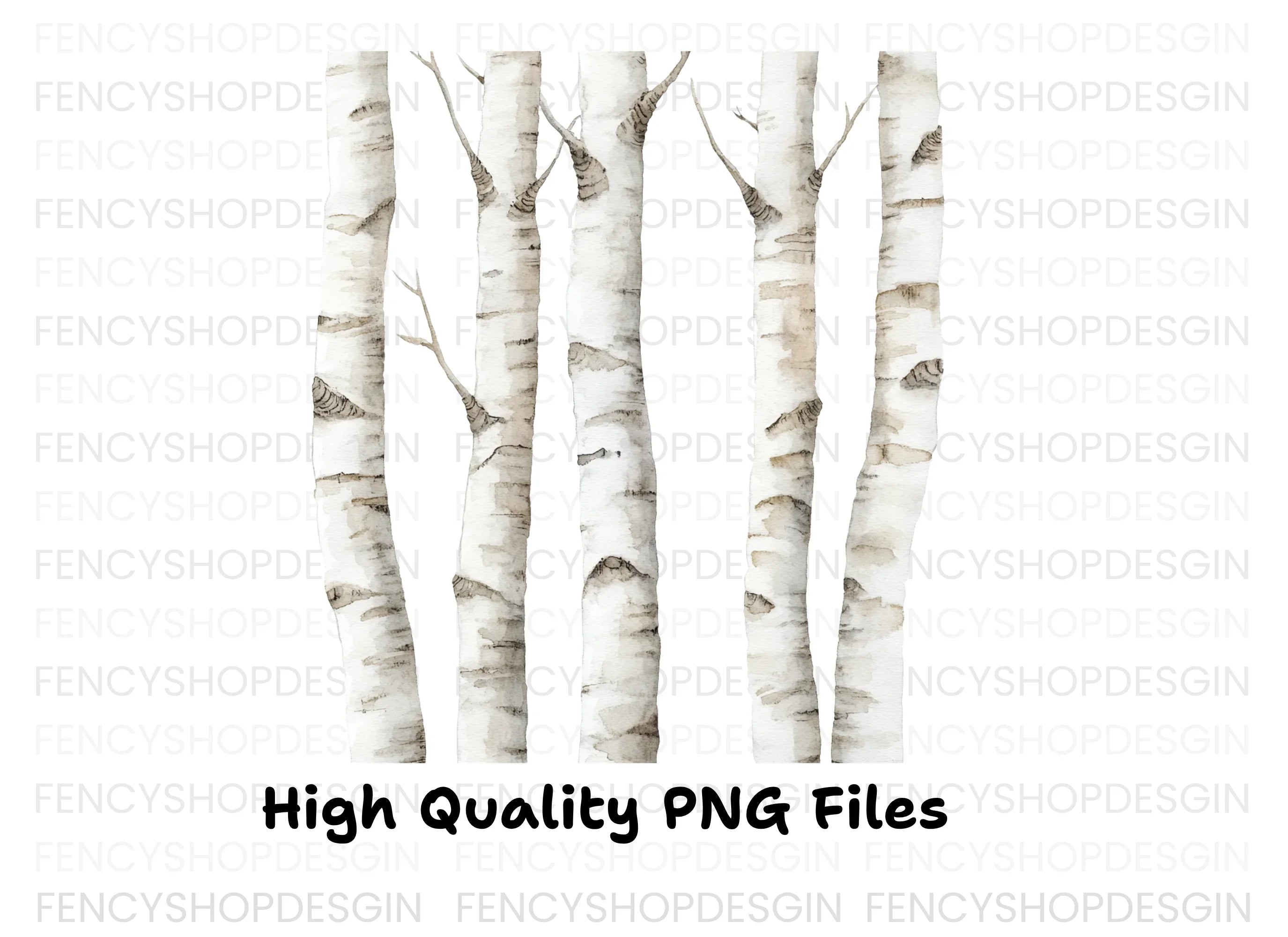 Birch Tree Trunks Clipart Bundle