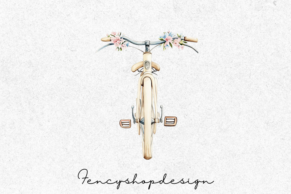 Vintage Bicycle Top View Clipart Bundle