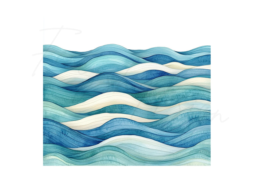 Abstract Blue Wave Patterns Clipart Bundle