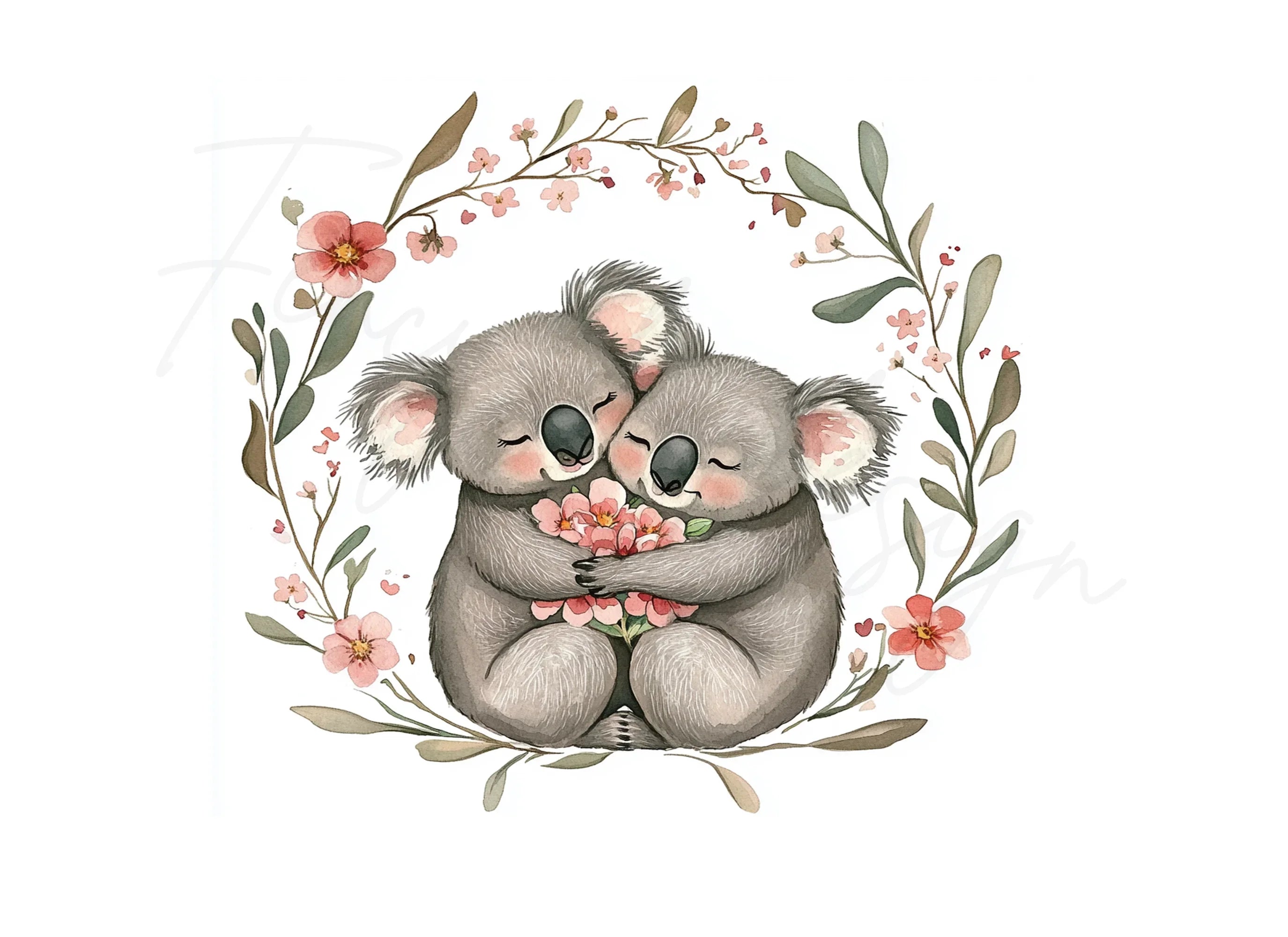 Cute Koala Couple Clipart Bundle