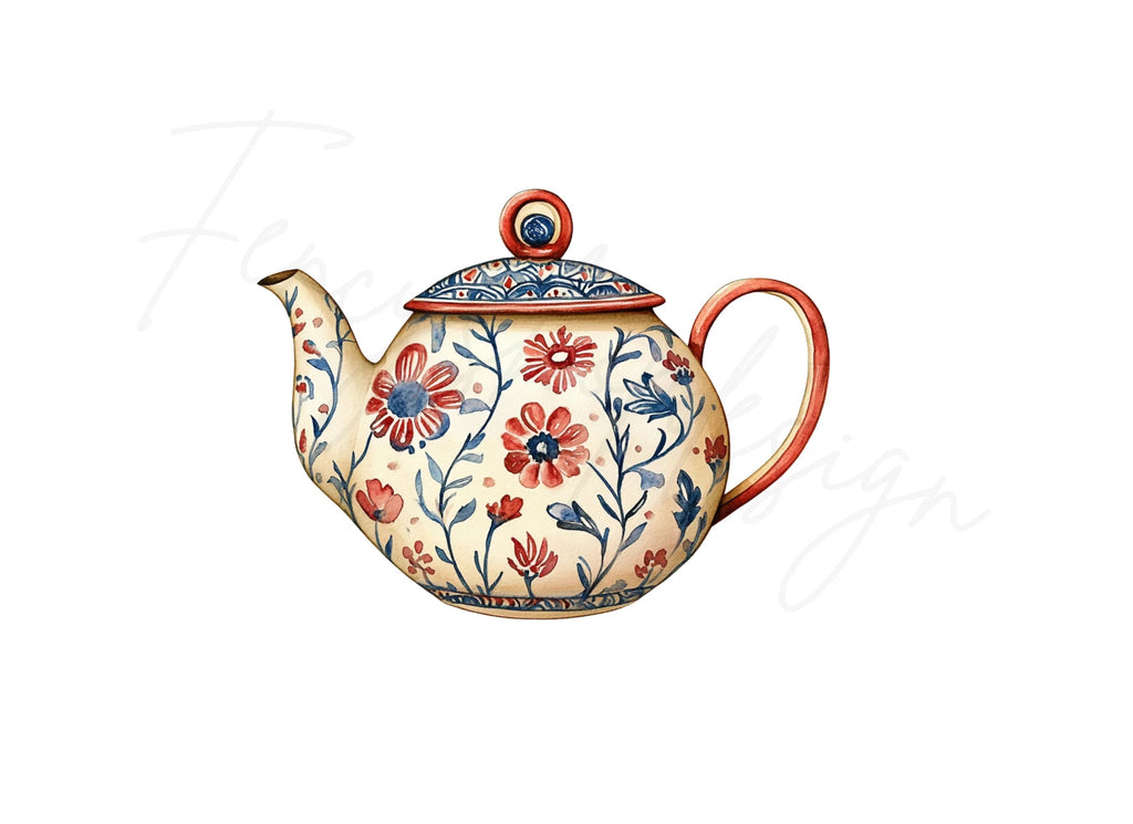 Vintage Floral Teapot Clipart Bundle