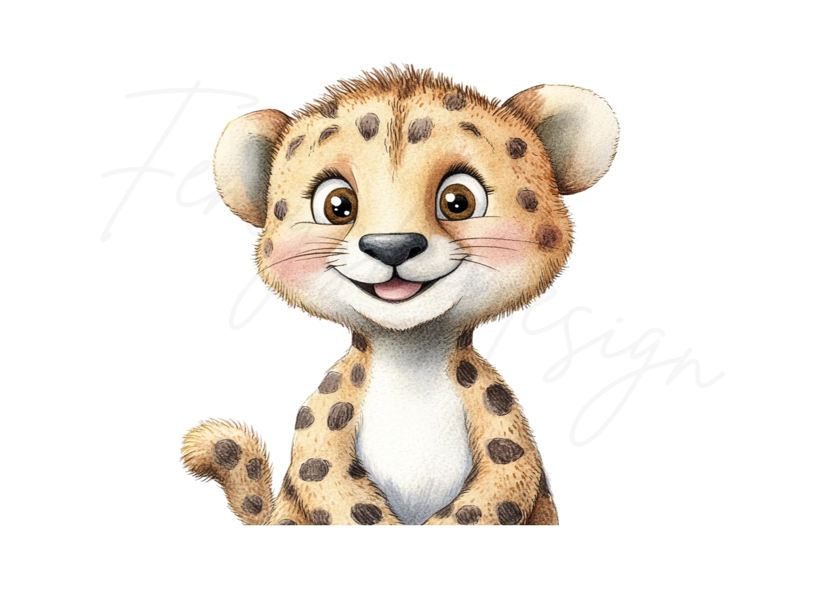 Cute Baby Cheetah Clipart Bundle