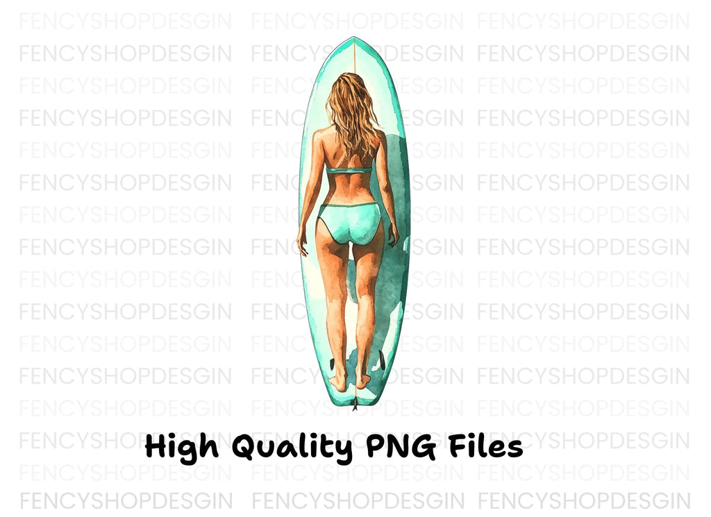 Female Surfer on Board Clipart Bundle