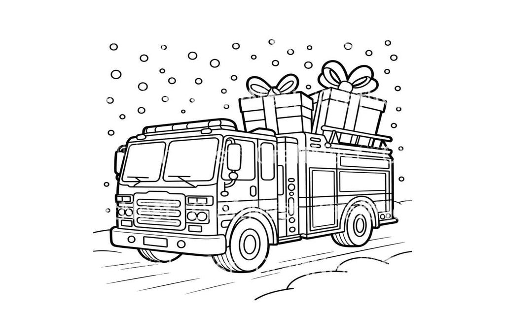 Christmas Fire Truck Coloring Books