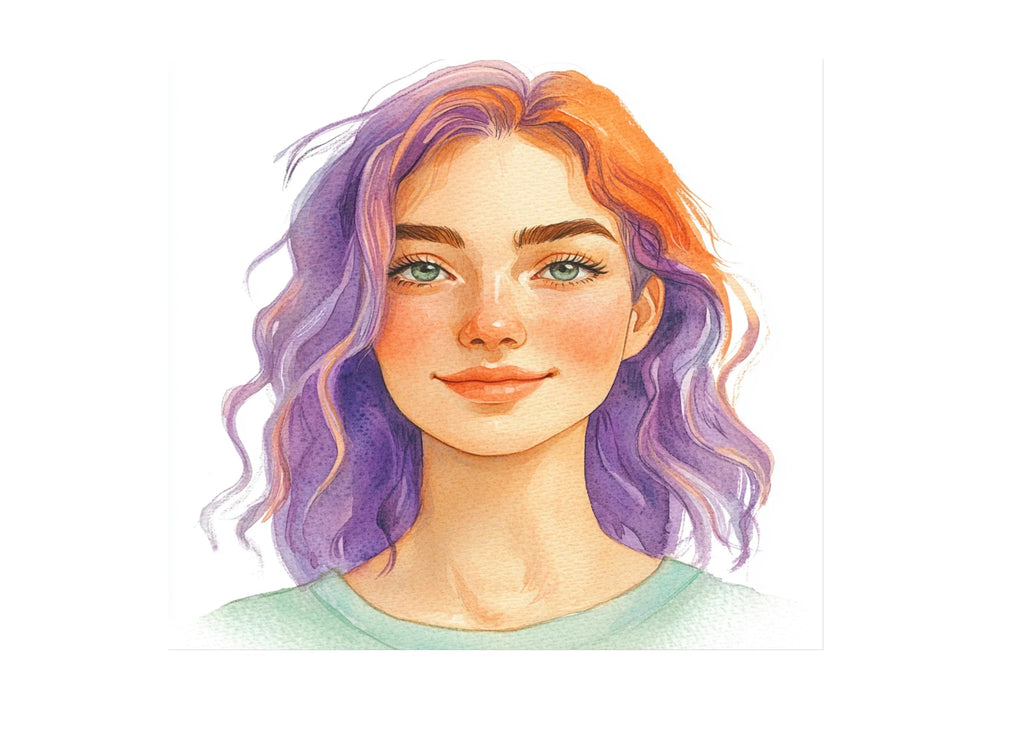 Cute Girls with Purple Hair Clipart Bundle