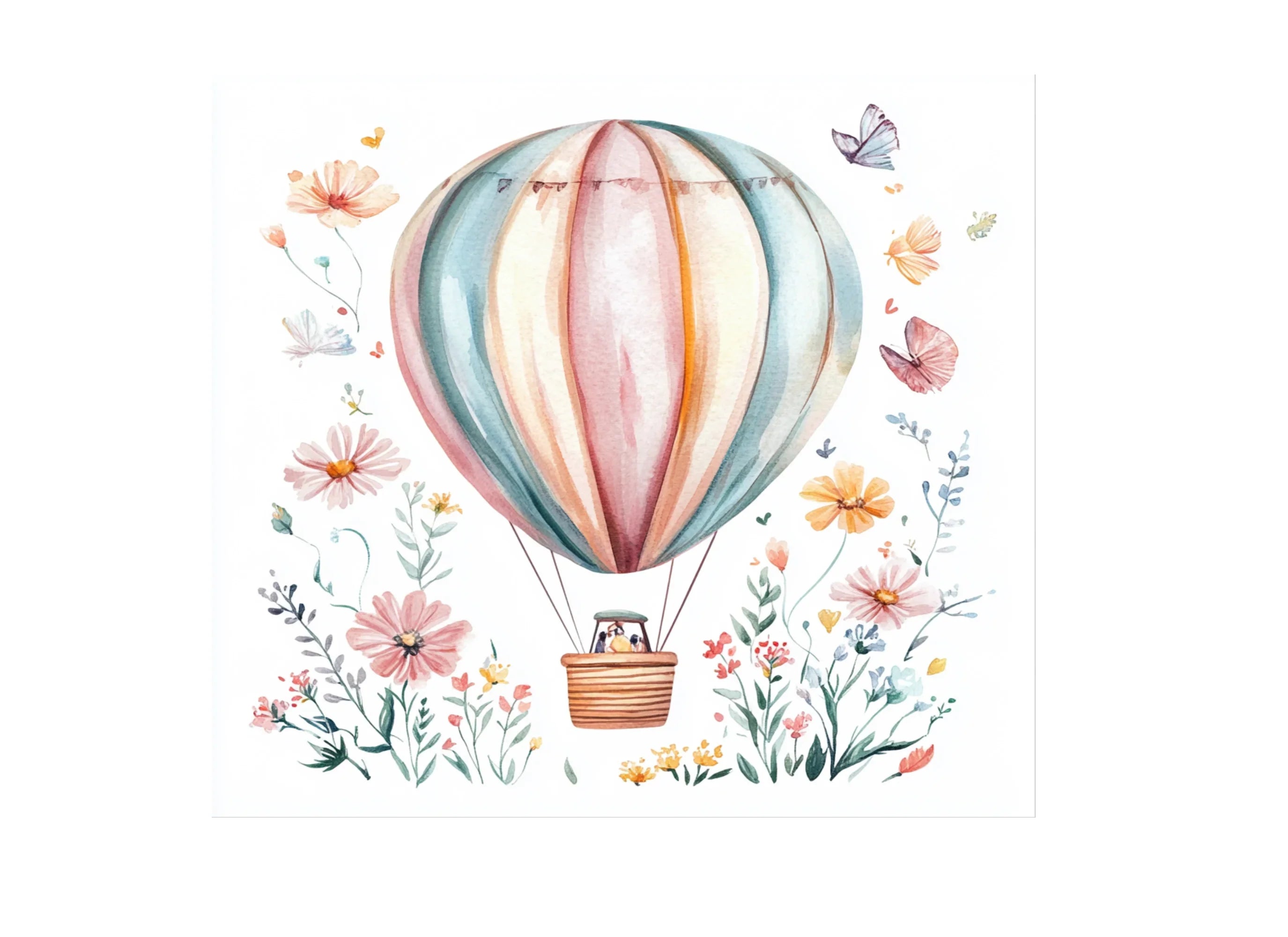 Boho Floral Hot Air Balloons Clipart Bundle