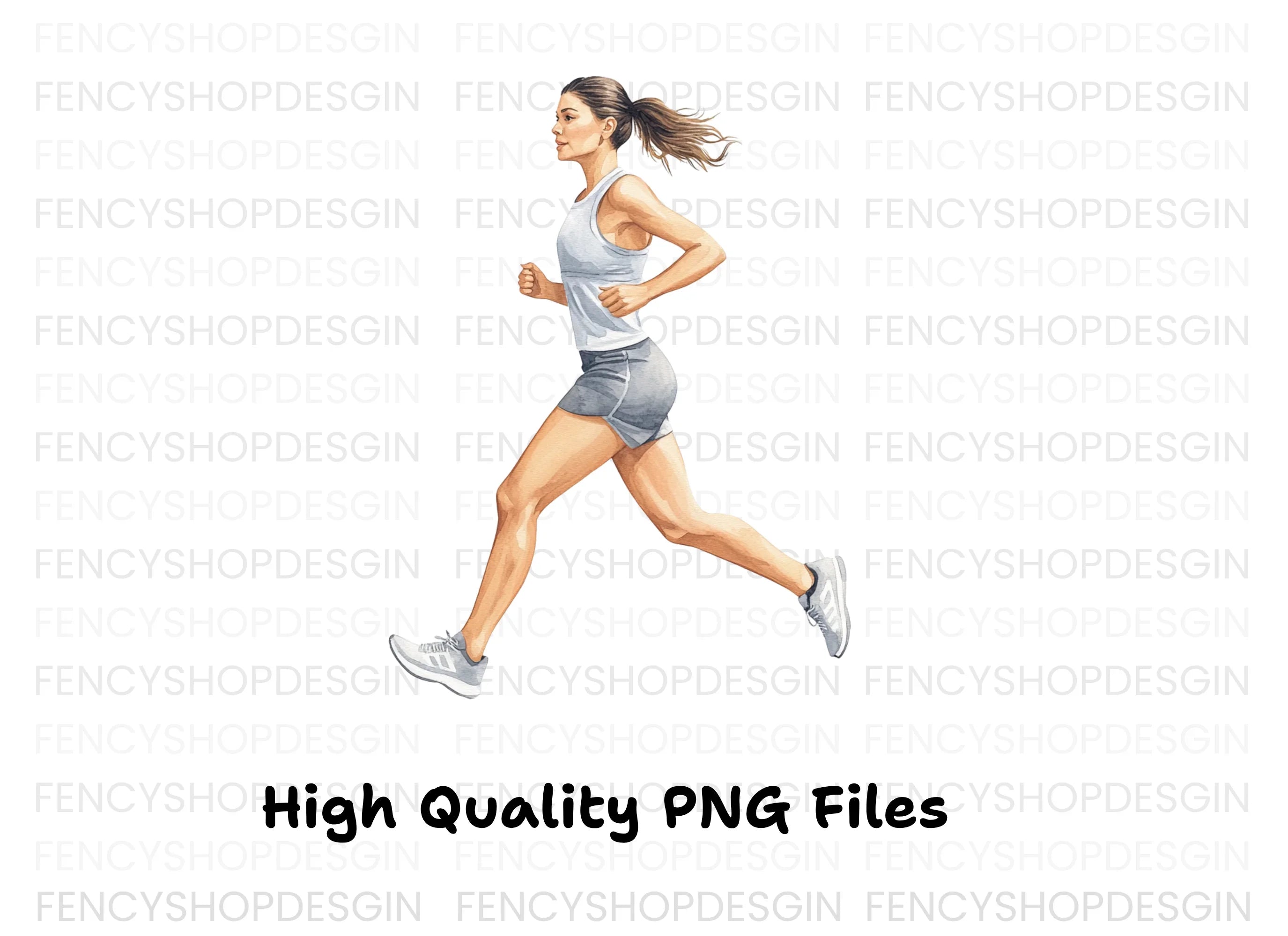 Female Runner Fitness Clipart Bundle
